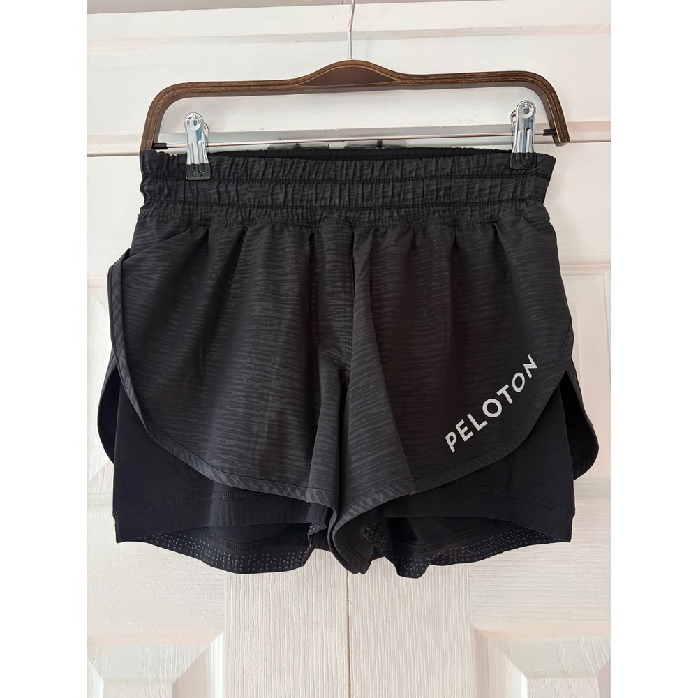 Lululemon Peloton Tracker Short V 4 Black Jacquard Running Shorts Womens 8